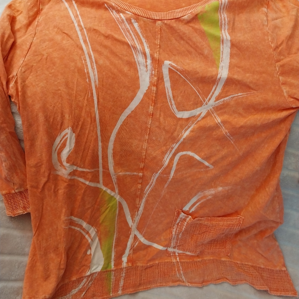 Orange Abstract Print Shirt - Picture 7 of 9